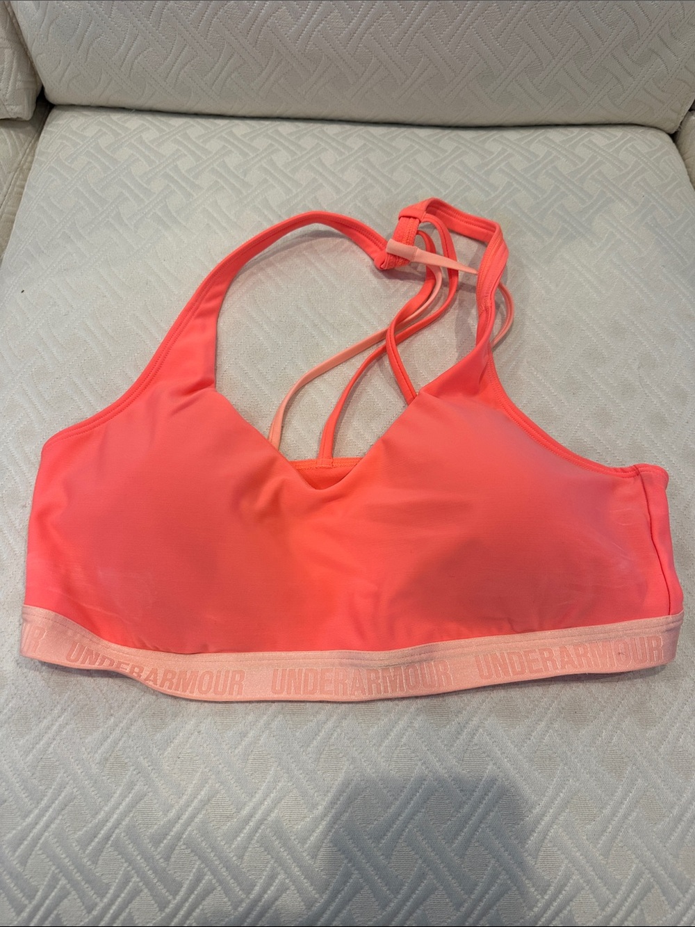 Under Armour Coral Pink Strappy Light Support Sports Bra
